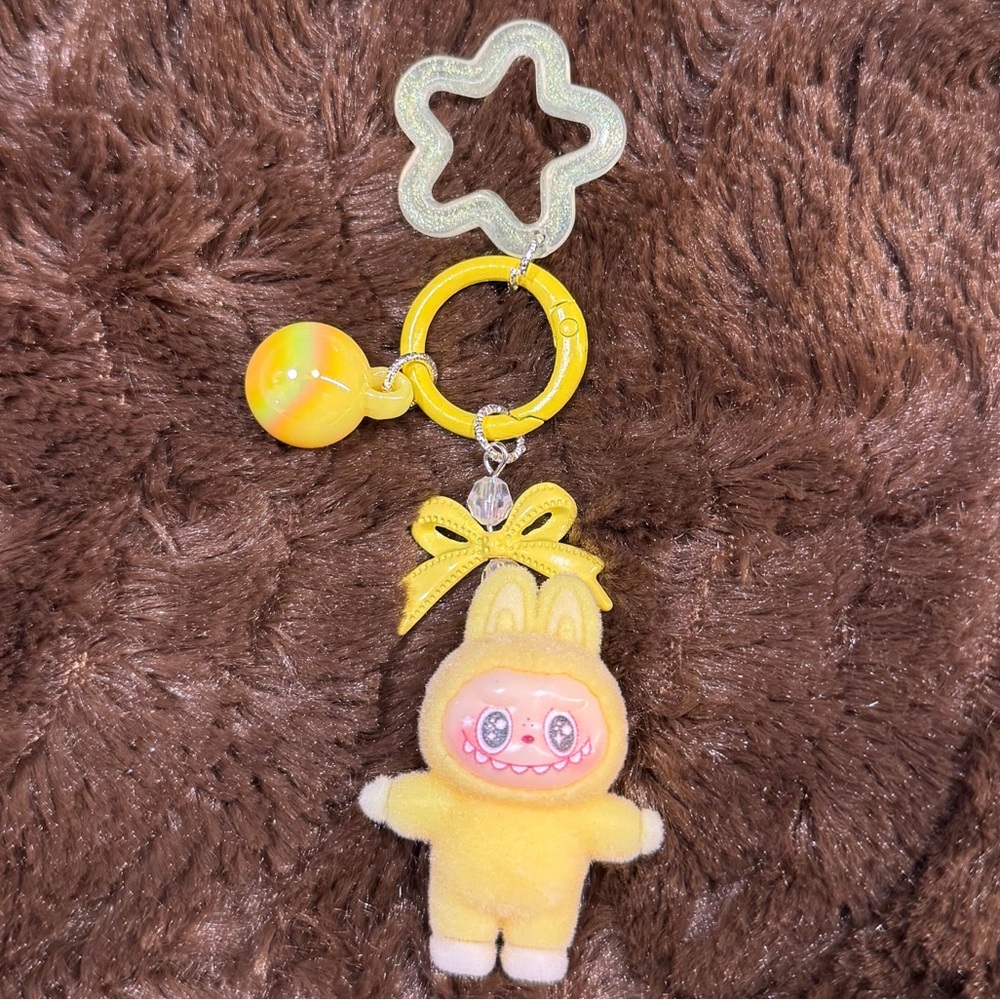 Labubu Monster Plush Keychain Charm - Yellow Monster Bag Charm